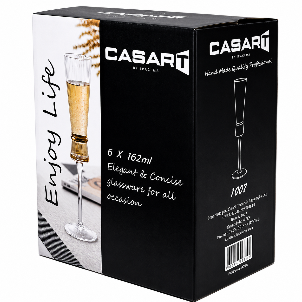 JOGO COM 6 TAÇAS PARA ESPUMANTE 162ML