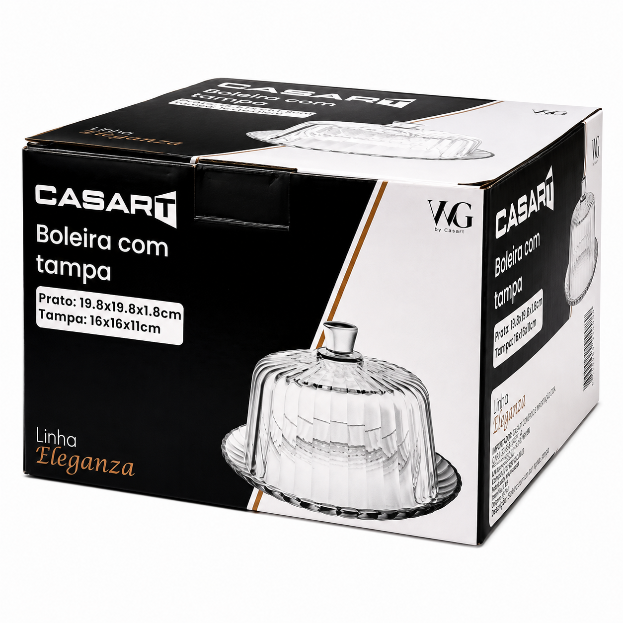 queijeira de vidro com tampa da Linha Eleganza