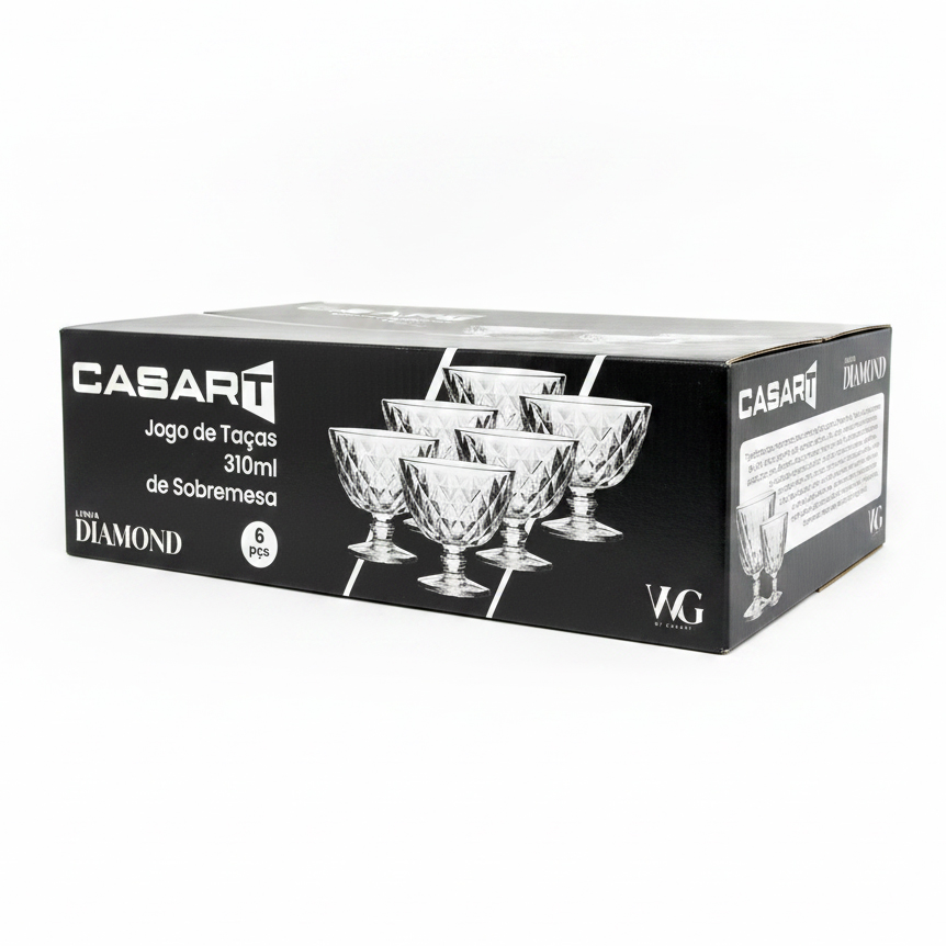 Conjunto de Taças de Sobremesa Diamond 310ml