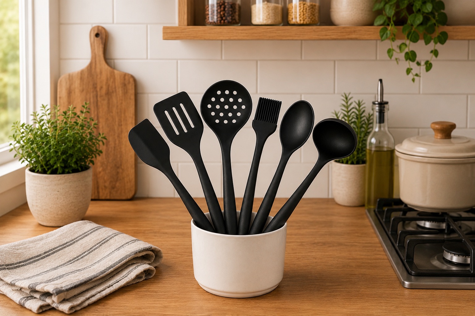 Kit de Utensílios de Cozinha com 6 Peças em Plástico